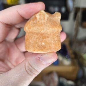 Orange Calcite Mushroom Cottage Crystal Carving